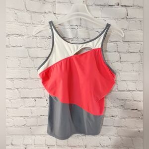 Free Country Tankini Top Womens XXL Grey Coral Colorblock SA11419 Excellent